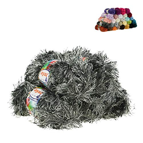 Fransen-Strickgarn Yumos 5 Knäuel je 150m/100g Strickgarn Wolle Strickwolle, Nadelstärke 4-5, Häkelnadel 3, Farbe:1000-1217 schwarz weiß Fransen-Strickgarn Yumos 5 Knäuel je 150m/100g Strickgarn Wolle Strickwolle, Nadelstärke 4-5, Häkelnadel 3, Farbe:1000-1217 schwarz weiß von maDDma