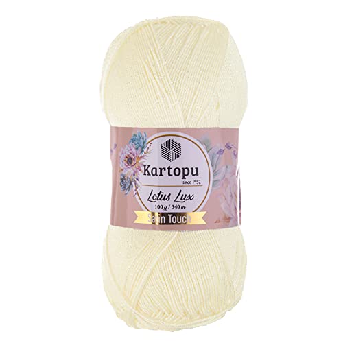 Glitzerwolle Kartopu Lotus Lux 100g Strickgarn Wolle mit Glitzer Oeko Tex Glitzergarn Sommer, Farbe:K025 creme von maDDma