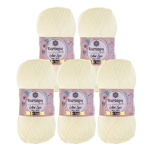 Glitzerwolle Kartopu Lotus Lux 5x100g Strickgarn Wolle mit Glitzer Oeko Tex Glitzergarn Sommer, Farbe:K025 creme Glitzerwolle Kartopu Lotus Lux 5x100g Strickgarn Wolle mit Glitzer Oeko Tex Glitzergarn Sommer, Farbe:K025 creme von maDDma