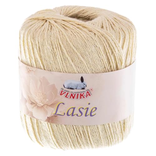 Häkelgarn Lasie mit Glitzereffekt 150m/50g Sommergarn Strickgarn Glitzerwolle 15 Farben, Farbe:creme von maDDma