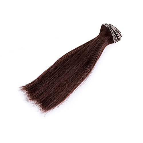 Kunsthaar Puppenkunsthaar gelockt o. glatt 15-20cm Band 1m Perücke Puppenhaar Amigurumi, Größe:15cm, Farbe:dunkelbraun glatt von maDDma