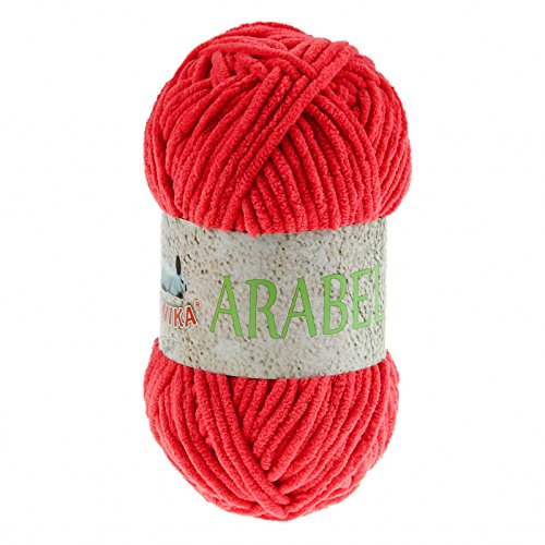 Kuschel-Strickgarn ARABELA, 100g, Plüschwolle Srickgarn Strickwolle - Farbwahl, Farbe:rot von maDDma