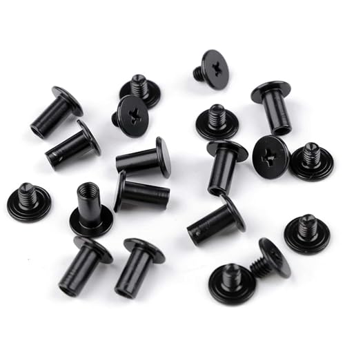 Schraubnieten Buchschrauben 10Stk Ø 10mm Gürtelschrauben Buchnieten Größen-/ Farbwahl, Farbe:schwarz, Größe:11.5 mm von maDDma