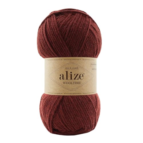 Strickgarn Alize Wooltime 100g 75% Wolle Oeko-Tex 100 Häkelgarn Farbwahl, Farbe:588 rotbraun von maDDma