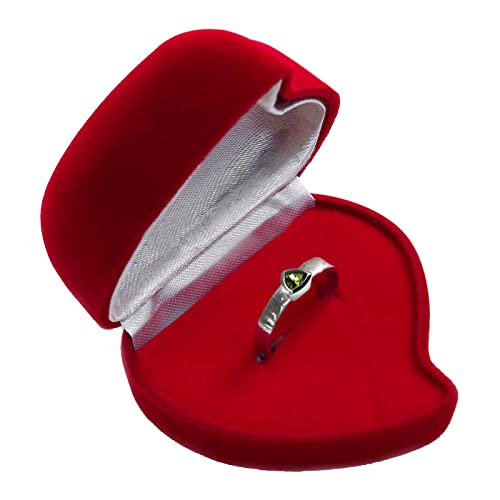 maDDma 1 Ring-Etui in Herzform aus Samt mit Rosenverzierung Ringbox Schmucketui Schmuckdose Geschenkbox Variantenwahl, Größe:61 x 57 x 41 mm, Motiv:1 Ring | rot-weiß von maDDma