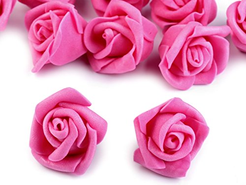 maDDma 10 Deko-Rose Rosenblüte Rosenkopf 4cm Moosgummirosen Foamrosen Schaumrosen, Farbwahl, Farbe:Himbeer von maDDma