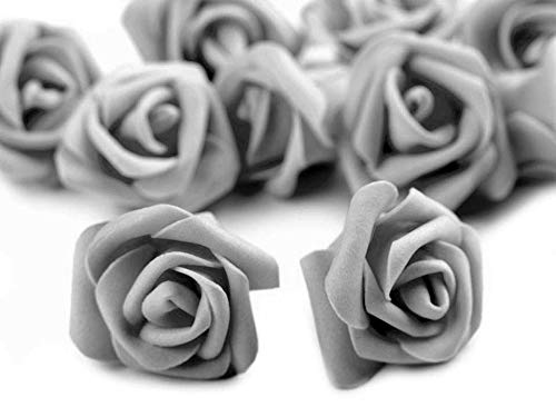 maDDma 10 Deko-Rose Rosenblüte Rosenkopf 4cm Moosgummirosen Foamrosen Schaumrosen, Farbwahl, Farbe:hellgrau von maDDma