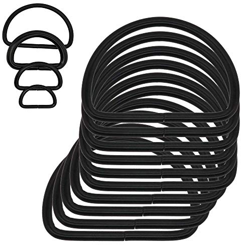 maDDma 10 stabile Halbringe D-Ringe Metallring Halbrund Ring, Größe: 47 (40) x 31 x 3 mm, Farbe: Schwarz Matt von maDDma