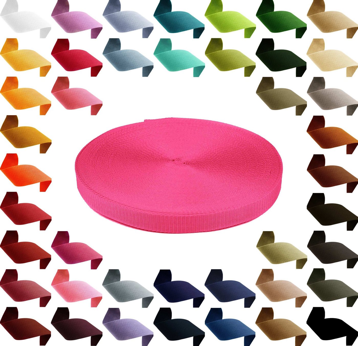 maDDma 12m PP Gurtband, Polypropylen, 30mm breit, 1,3mm stark, Farbwahl Rollladengurt, 516 pink von maDDma
