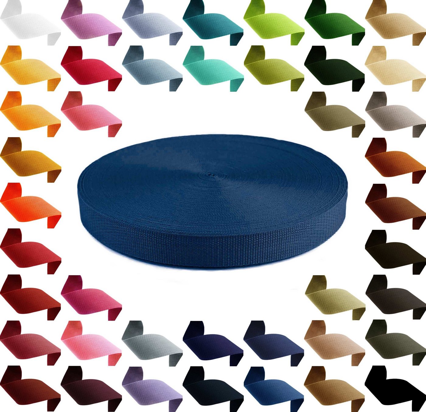 maDDma 12m PP Gurtband, Polypropylen, 50mm breit, 1,3mm stark, Farbwahl Rollladengurt, 919 marineblau von maDDma