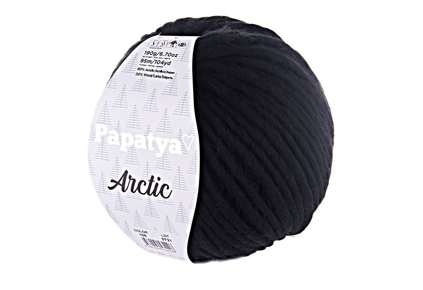 maDDma 190g Papatya Arctic Winter-Garn Häkelwolle, 95 m, 105 schwarz von maDDma