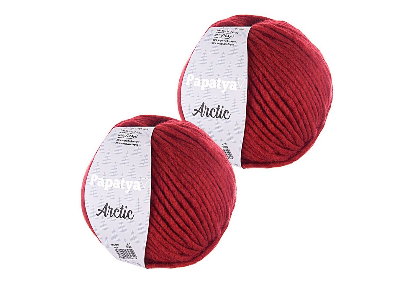 maDDma 2 x 190g Papatya Arctic Winter-Garn Häkelwolle, 95 m, 107 rot von maDDma