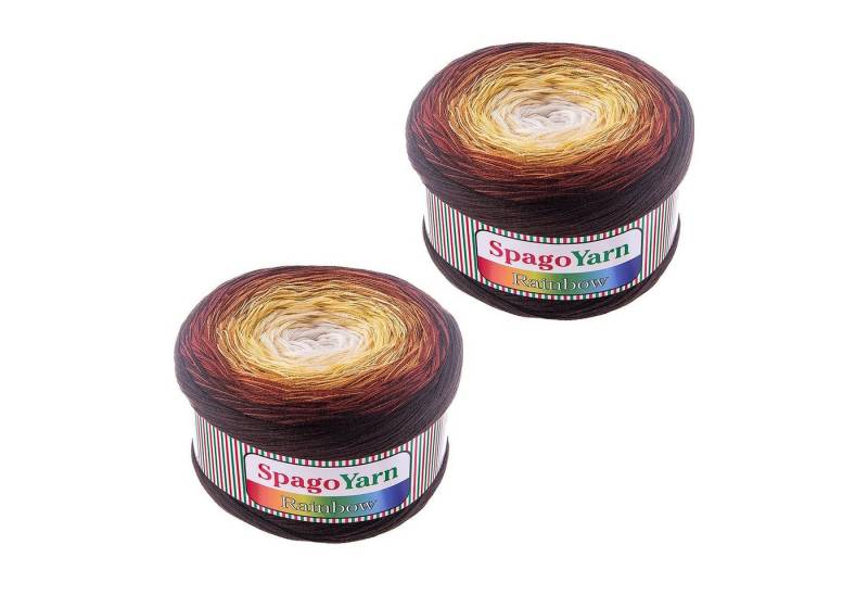 spagoyarn 2 x 250g Farbverlaufsgarn Spago Rainbow Häkelwolle, 1000 m, 07 Kaffeeklatsch von spagoyarn