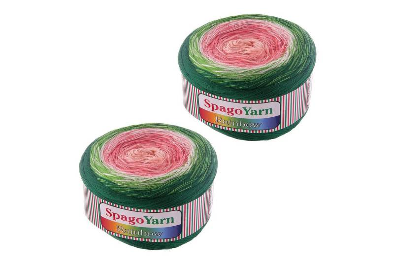 spagoyarn 2 x 250g Farbverlaufsgarn Spago Rainbow Häkelwolle, 1000 m, 08 Wassermelone von spagoyarn
