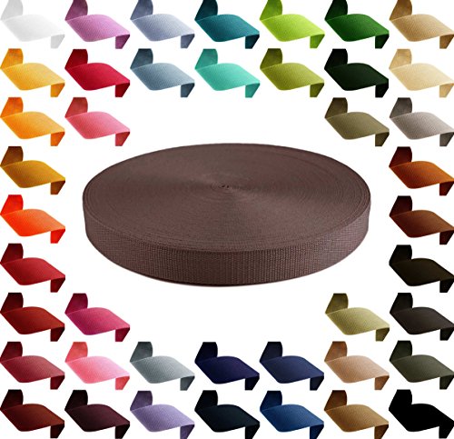 50m PP Gurtband, Polypropylen, 25mm breit, 1,3mm stark, Farbwahl 40 Farben, Gurtband:141 dunkelbraun von maDDma