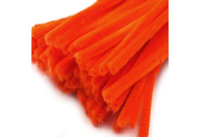 maDDma Basteldraht 20 Draht Pfeifenreiniger 6 mm Länge 30cm CHENILLE Farbe wählbar, orange von maDDma