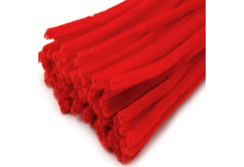 maDDma Basteldraht 20 Draht Pfeifenreiniger 6 mm Länge 30cm CHENILLE Farbe wählbar, rot von maDDma