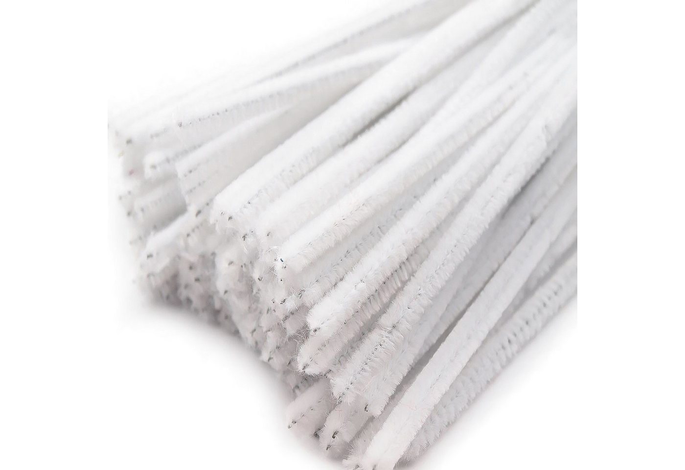 maDDma Basteldraht 20 Draht Pfeifenreiniger 6 mm Länge 30cm CHENILLE Farbe wählbar, weiß von maDDma