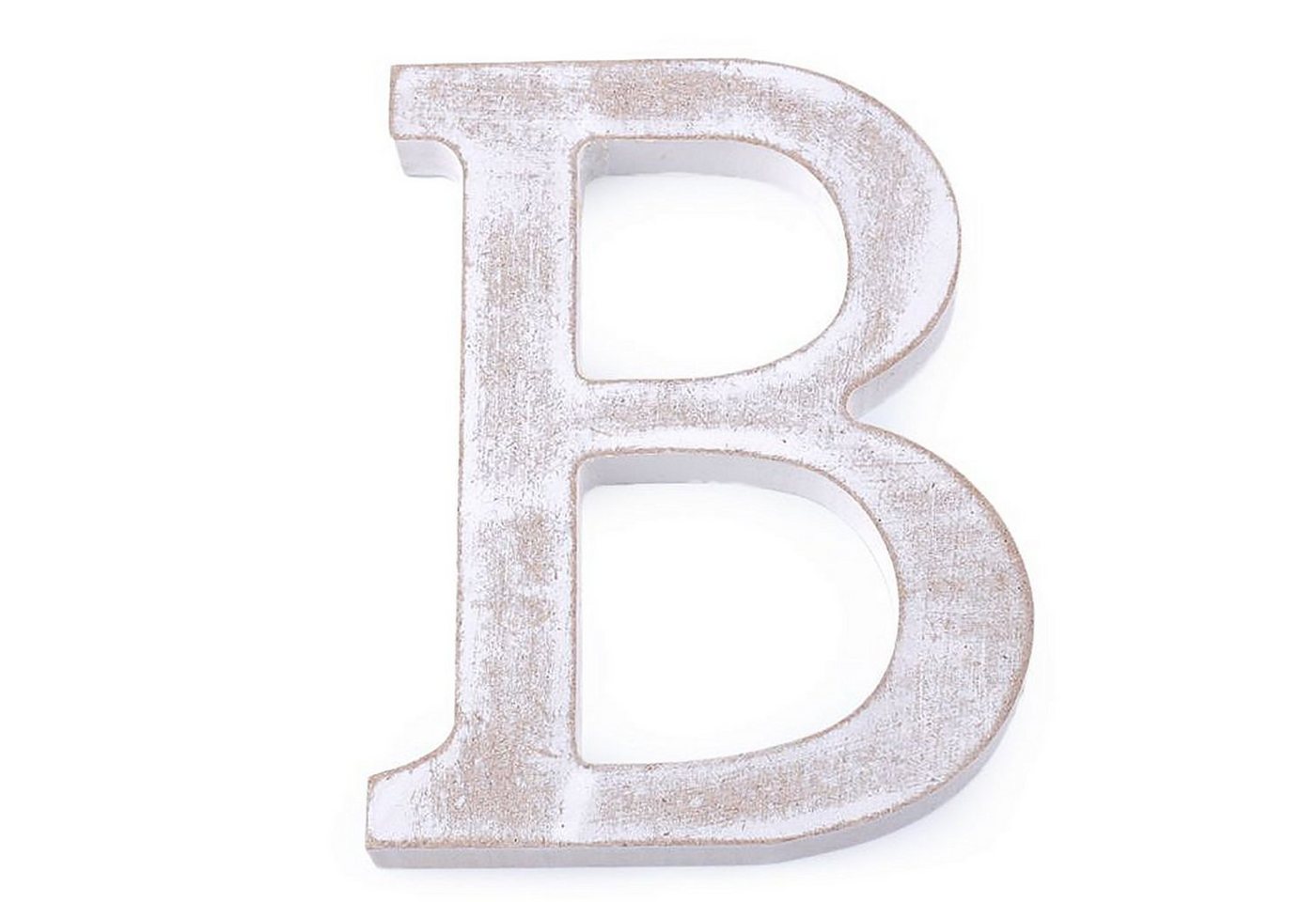 maDDma Deko-Buchstaben 3D Holzbuchstabe 11 cm, weiß-vintage, Einzelbuchstabe B"" von maDDma