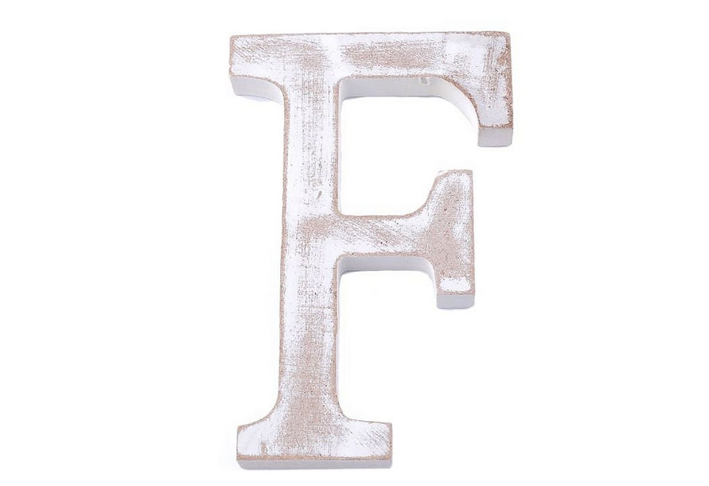 maDDma Deko-Buchstaben 3D Holzbuchstabe 11 cm, weiß-vintage, Einzelbuchstabe F"" von maDDma