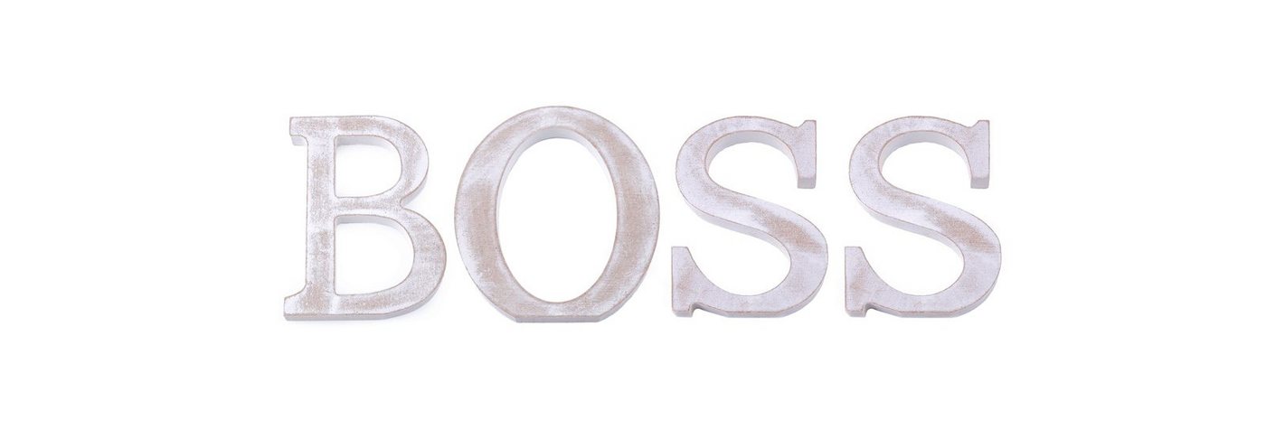 maDDma Deko-Schriftzug 3D Schriftzug 11 cm Höhe, weiß-vintage, Schriftzug: Boss aus Einzelbuchstaben von maDDma