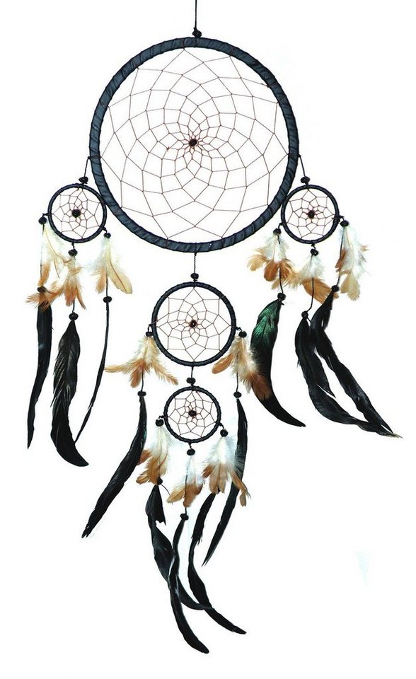 maDDma Dekohänger Traumfänger - Dreamcatcher Happy Dreams" 22 cm & 4 x klein schwarz" von maDDma