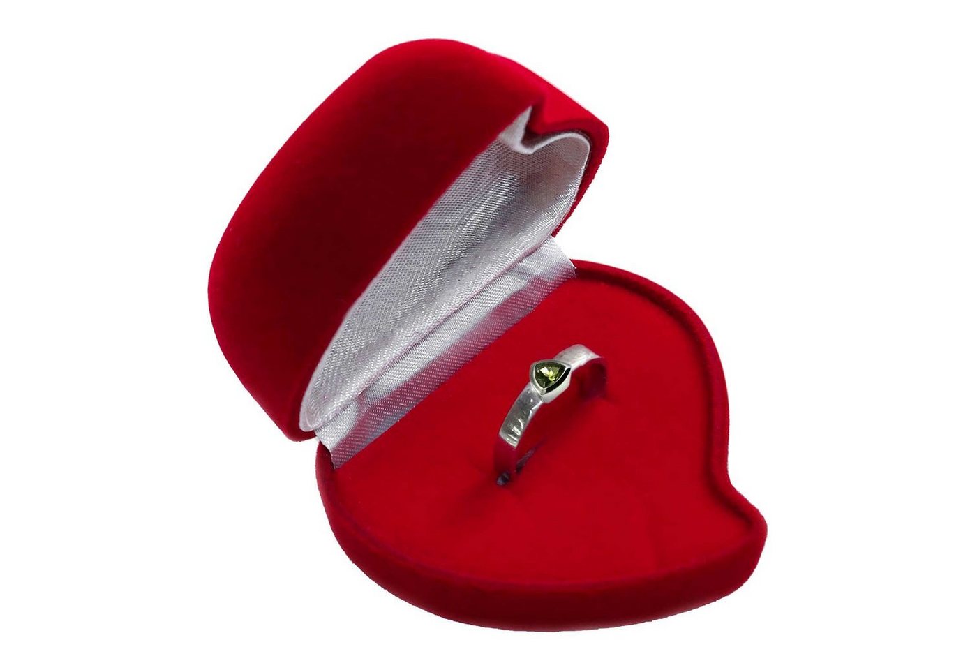 maDDma Geschenkbox 1 Ring-Etui in Herzform aus Samt mit Rosenverzierung, Herz rot-weiß 1 von maDDma