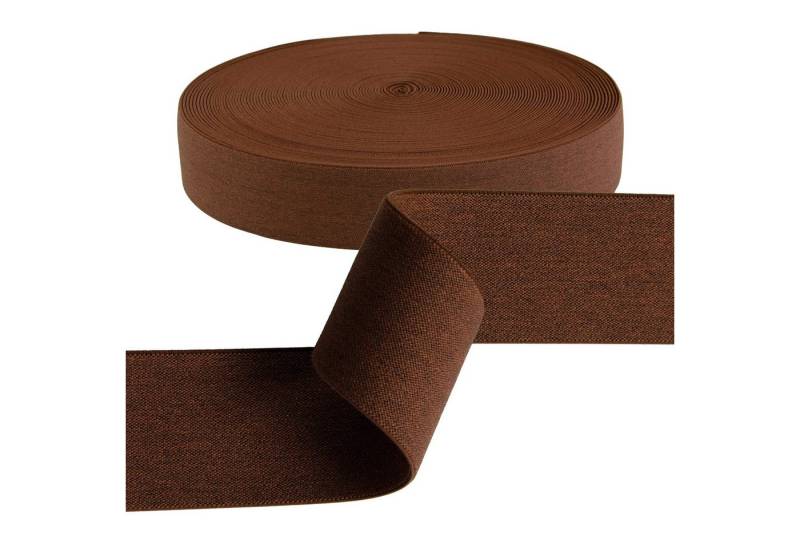 maDDma Gummiband Gummiband meliert ab 1m x 40mm beidseitig Gummilitze flach Stretch, braun von maDDma