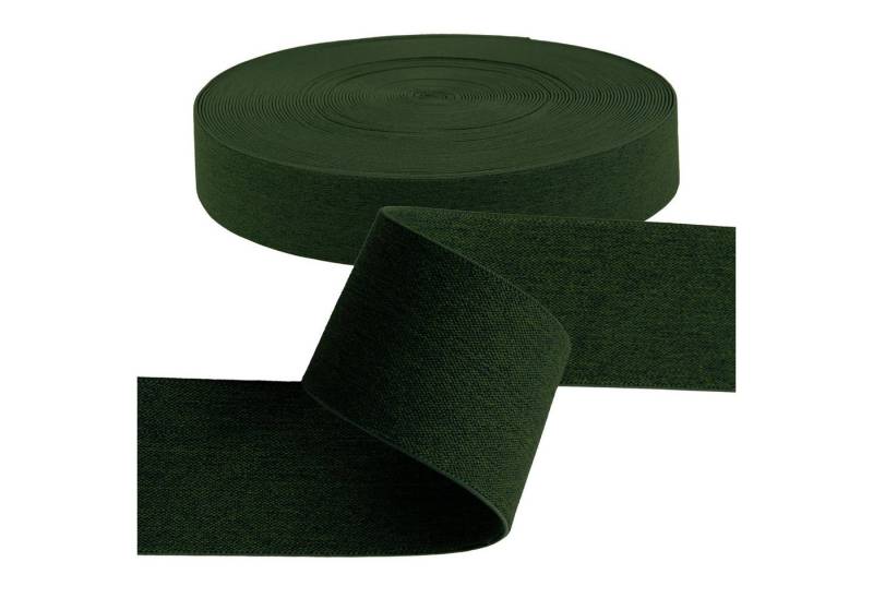 maDDma Gummiband Gummiband meliert ab 1m x 40mm beidseitig Gummilitze flach Stretch, dunkelgrün von maDDma