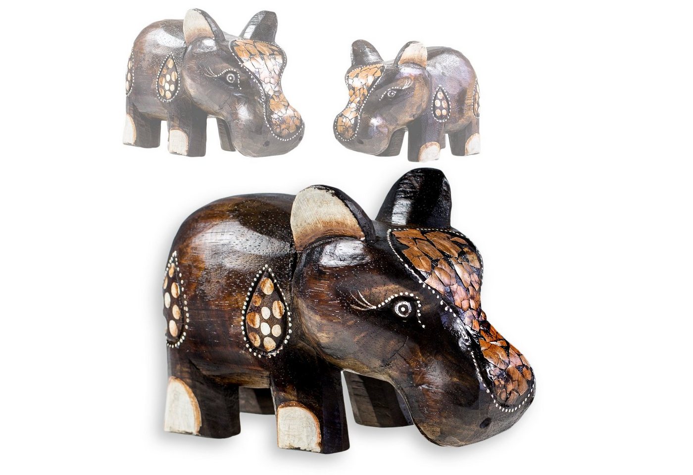 maDDma Tierfigur Happy Hippo Nilpferd Albesia-Holz, braun B von maDDma