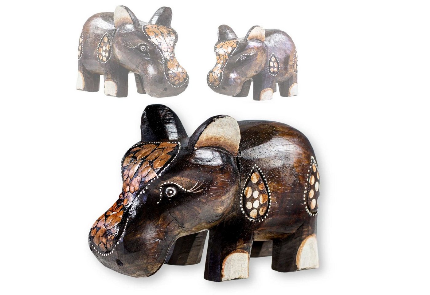 maDDma Tierfigur Happy Hippo Nilpferd Albesia-Holz, braun B von maDDma