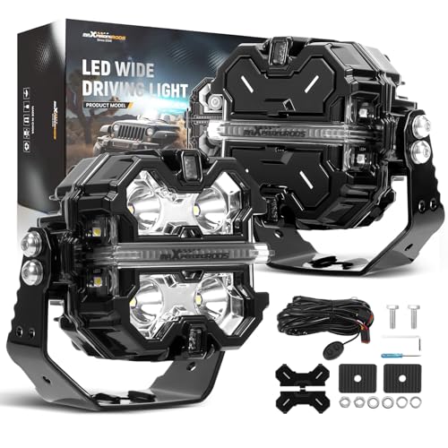 maXpeedingrods 2 x 3.5" 160W Offroad Lights, LED Light Bar 19200LM with White Amber DRL, 270°Side Shooter Pod Lights, Fog Spot Light with Black Covers for Jeep Wrangler,Trucks UTV ATV Motorcycles von maXpeedingrods