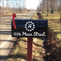 Briefkasten-Aufkleber, Blatt-Monogramm, Postfach-Adresse, Postfach Aufkleber, Adresse Zahlen, Personalisierte Mailbox Monogrammiert von mabelandmaple