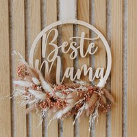 Beste Mama - Trockenblumenkranz/Holzkranz Mit Trockenblumen | Perfektes Geschenk Zum Geburtstag, Muttertag Oder Dankeschön von maberyDE