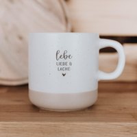 Lebe Liebe Lache - Keramiktasse in Weiß | Steingut Tasse Becher Mit Henkel, Graviert, Geschenk Zum Geburtstag, Muttertag, Vatertag von maberyDE