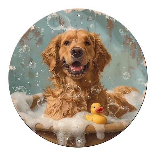 macago Golden Retriever Badezimmer Vintage Metall-Blechschild Golden Retriever Hund Badezimmer Wandschilder Lustiges Golden Retriever Dekor für Hundeliebhaber Badezimmer Hund Dekor 30,5 cm macago Golden Retriever Badezimmer Vintage Metall-Blechschild Golden Retriever Hund Badezimmer Wandschilder Lustiges Golden Retriever Dekor für Hundeliebhaber Badezimmer Hund Dekor 30,5 cm von macago
