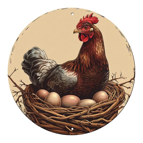 macago Metall-Blechschild mit Hühnerstall und Hühnerkranz, Wanddekoration, Küche, Bauernhaus, Outdoor-Huhn-Dekoration für Hühnerliebhaber, Hühnerhaus-Dekoration, 30,5 cm macago Metall-Blechschild mit Hühnerstall und Hühnerkranz, Wanddekoration, Küche, Bauernhaus, Outdoor-Huhn-Dekoration für Hühnerliebhaber, Hühnerhaus-Dekoration, 30,5 cm von macago