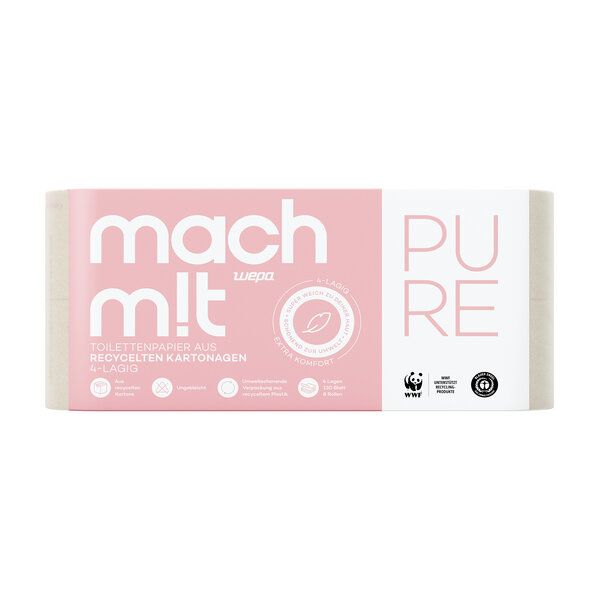 mach m!t PURE Toilettenpapier 4-lagig - aus recyceltem Karton - Made in Germany mach m!t PURE Toilettenpapier 4-lagig - aus recyceltem Karton - Made in Germany von mach m!t