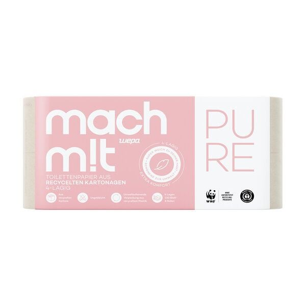 mach m!t PURE Toilettenpapier 4-lagig - aus recyceltem Karton - Made in Germany von mach m!t