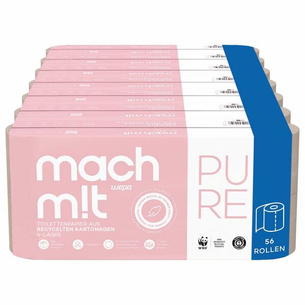 mach m!t PURE Toilettenpapier 4-lagig - aus recyceltem Karton - Made in Germany mach m!t PURE Toilettenpapier 4-lagig - aus recyceltem Karton - Made in Germany von mach m!t
