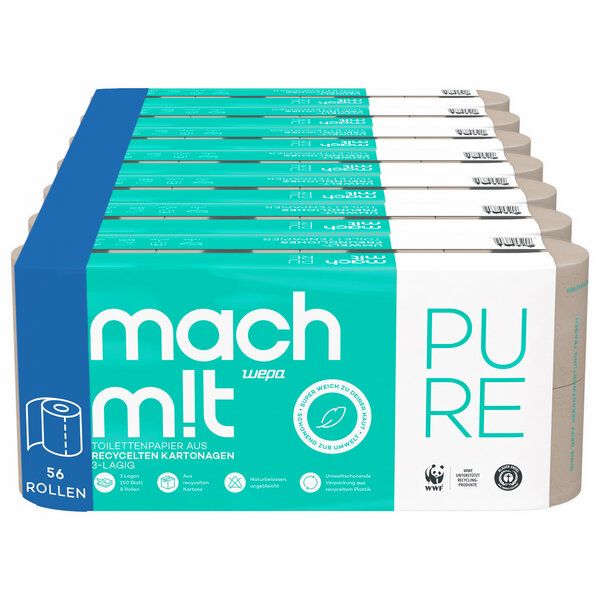 mach m!t PURE Toilettenpapier 3-lagig - aus recyceltem Karton - Made in Germany mach m!t PURE Toilettenpapier 3-lagig - aus recyceltem Karton - Made in Germany von mach m!t
