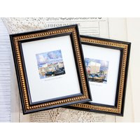 Antiker Schwarz-Gold-Fotorahmen, Distressed Boules-Dekor von mackenzieframes