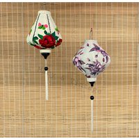 2Er Set Unikat Handmalerei Bambuslaternen 35cm - Blumenmuster Maßanfertigung Hochzeitsdekoration von macynvintage