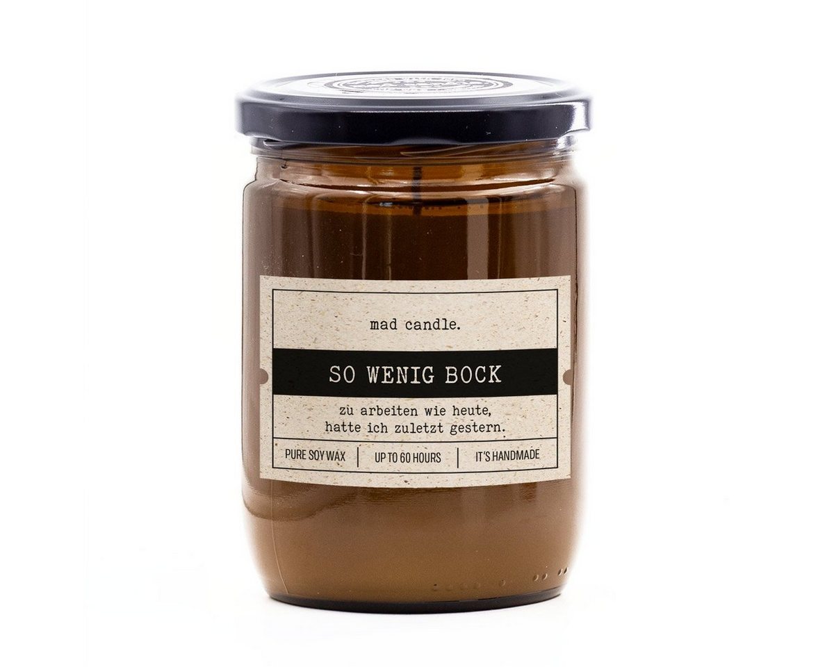 madCandle Duftkerze So wenig Bock - 360g (1-tlg), Brenndauer Bis zu 60 Stunden, Duftkerze Floral, Frisch, Fruchtig von madCandle