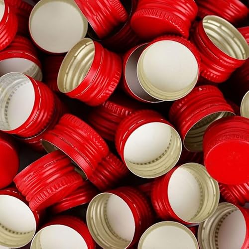 made in home 100 Stück Schraubverschluss Aluminium Drehverschluss 28mm Gewindekappen Deckel Ersatz Verschluss Deckel für Flaschen ROT 28/18 von made in home