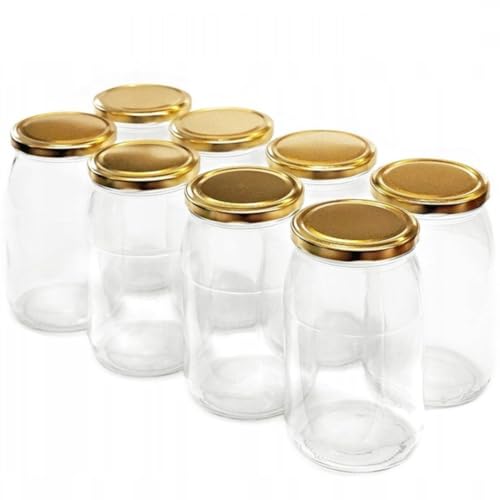 made in home - Honigglas mit Schraubverschluss 815ml Bienenhonig mit Deckel + Goldverschluss 82/6 Marmeladenglas (48) von made in home