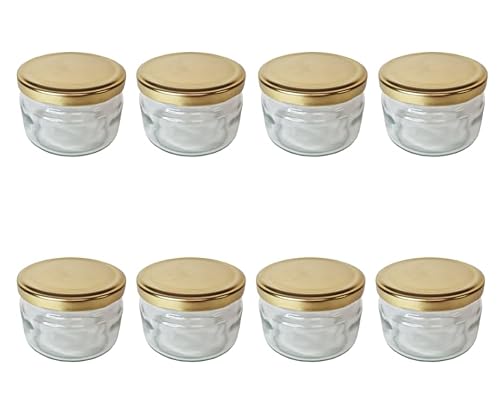 made in home - kleine Einmachgläser 250 ml, Miniaturgläser für Honig und Gewürze, Marmeladengläser mit Deckel, Luftdichte Gläschen zum Verschenken (16) von made in home