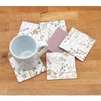 Set Untersetzer, "Blumen Romantik" Tassenuntersetzer, Untersetzer Für Gläser Tassen Flaschen, Stoff, Geschenk, Tischdeco, Küche, Trinken von madebyJarka