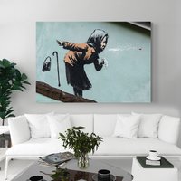 Banksy, Niesende Frau, Graffiti Kunst, Street Art, Wand Dekor, Große Leinwand Gemälde, Banksy Druck, Art Dekor von madebysrk