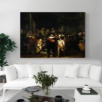 Die Nachtwache Leinwandbild, Rembrandt Van Rijns Kapitän Frans Bann Cocq Und Milizkorps, Wanddeko, Wandkunst von madebysrk